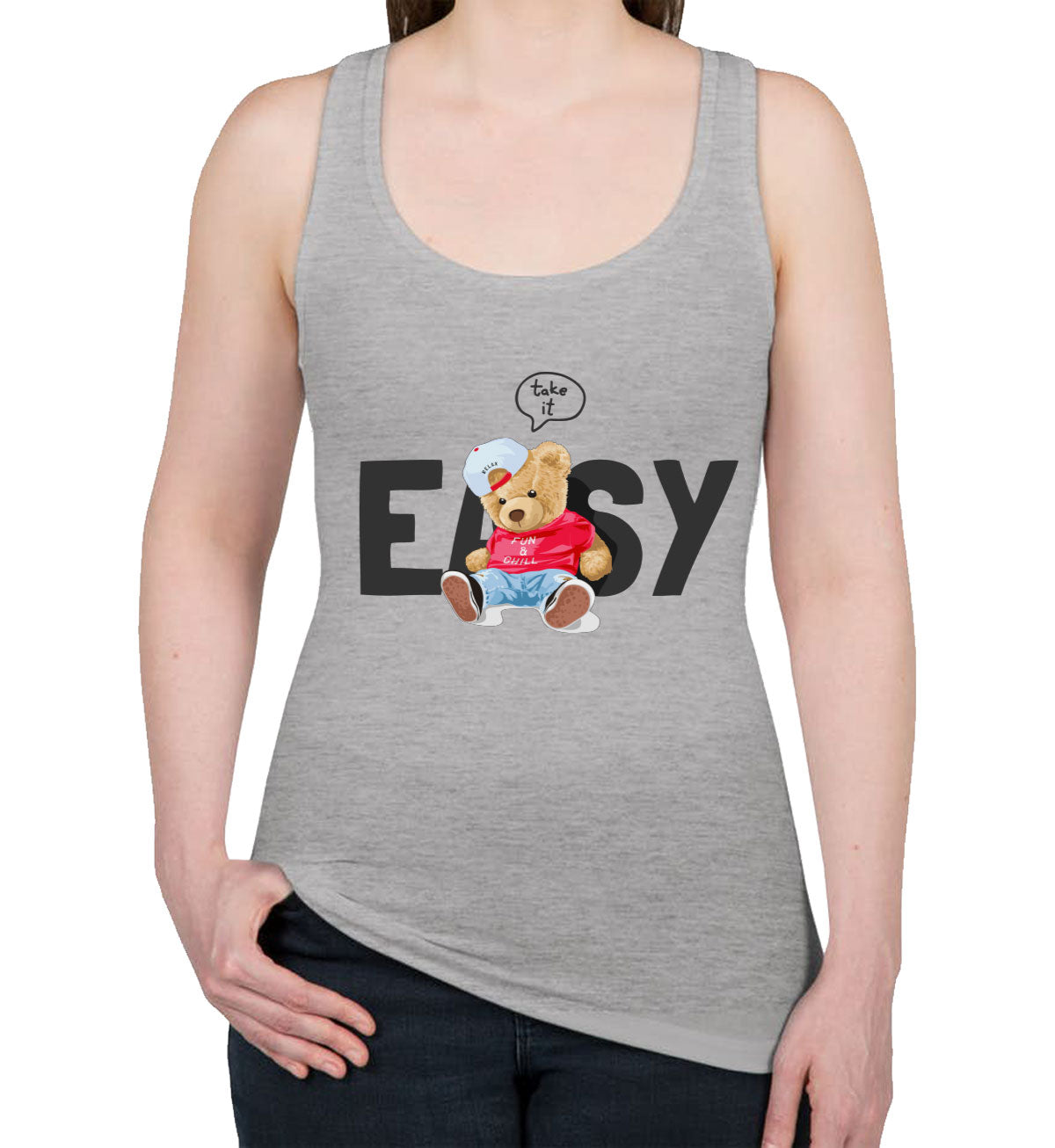 Teddy Bear Take It Easy Women's Racerback Tank Top