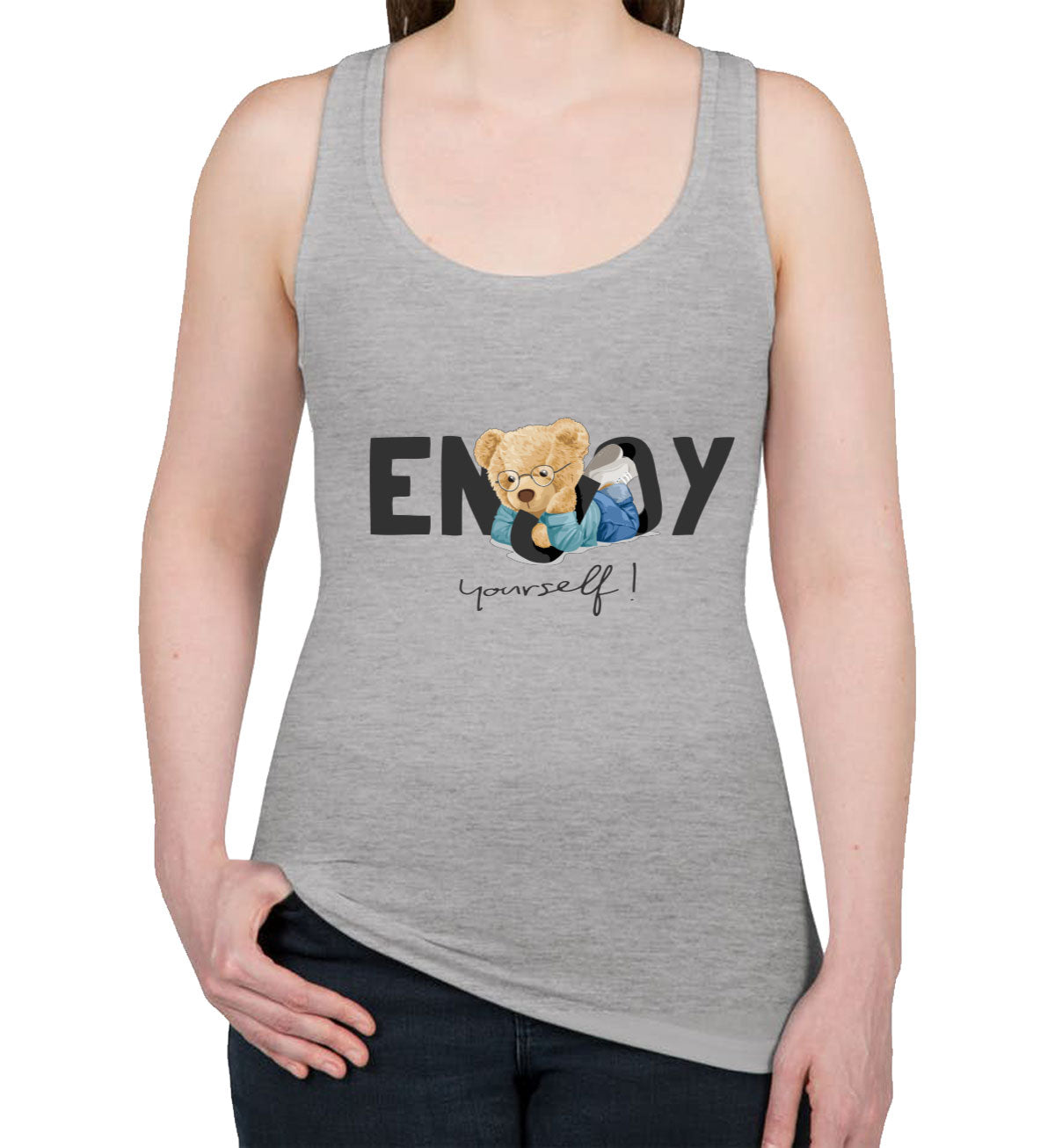 Teddy Bear Enjoy Yourself Women's Racerback Tank Top