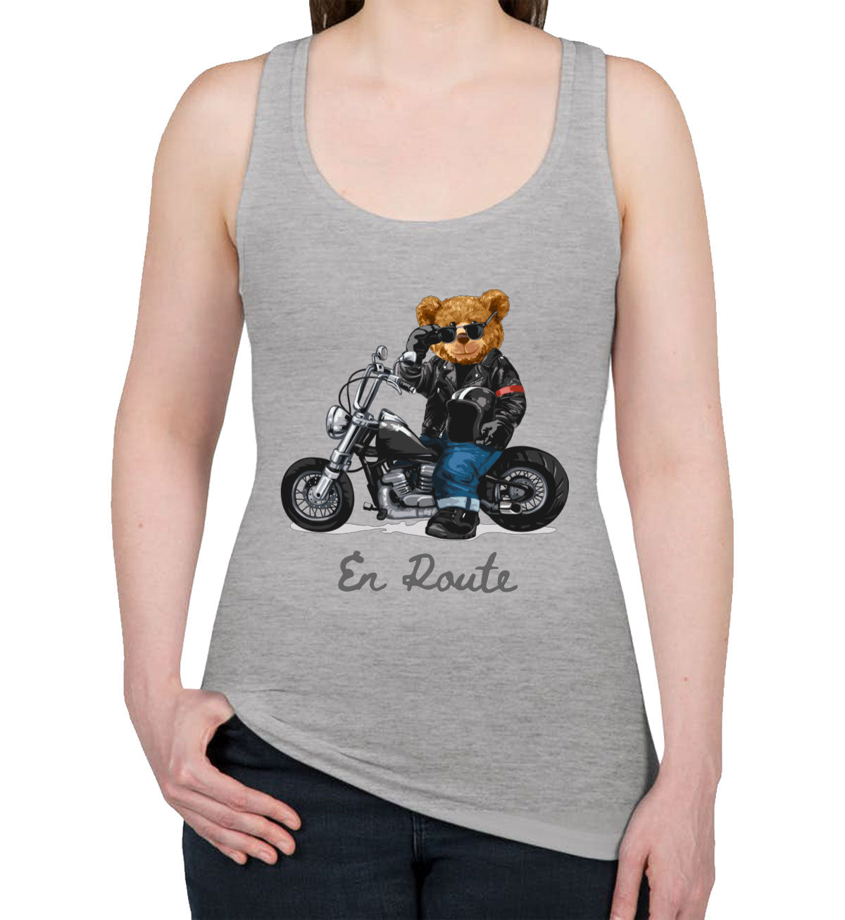 Teddy Bear Biker Women's Racerback Tank Top