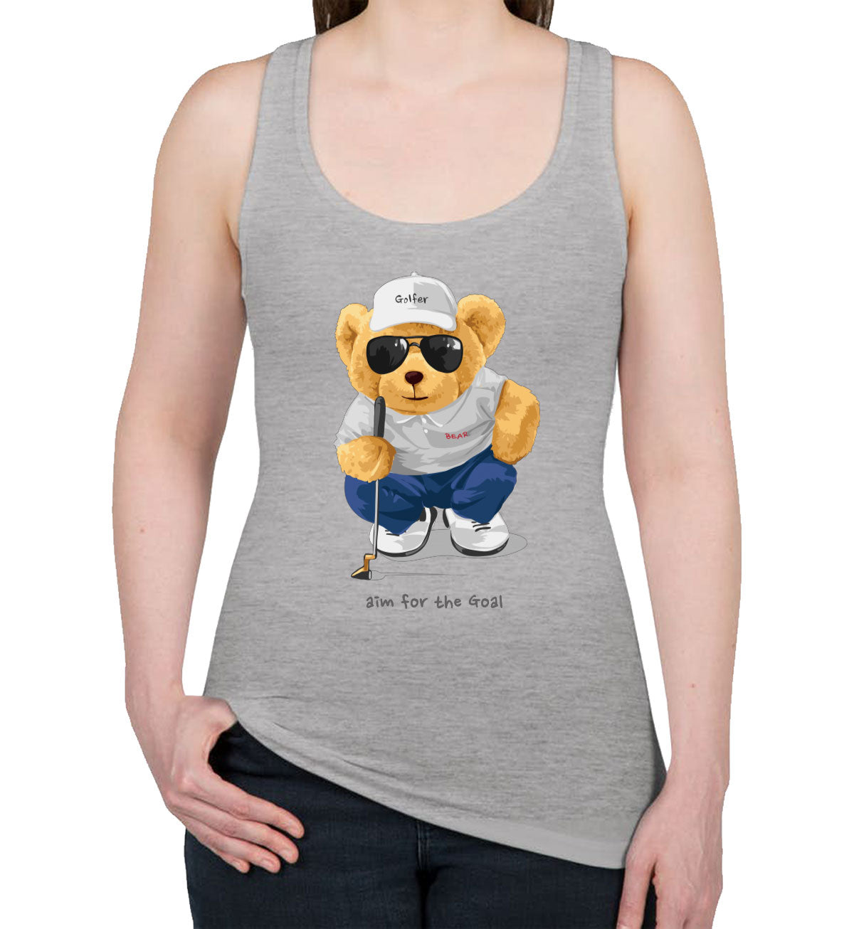 Teddy Bear Golfer Women's Racerback Tank Top