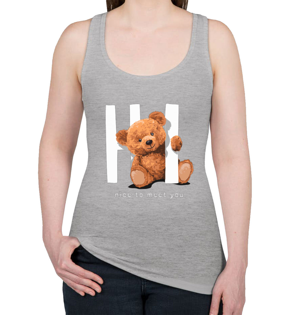 Teddy Bear Hi Women's Racerback Tank Top