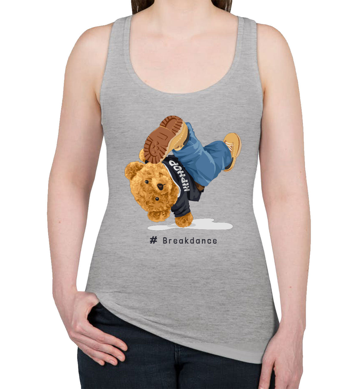 Teddy Bear Hiphop Breakdancing Women's Racerback Tank Top