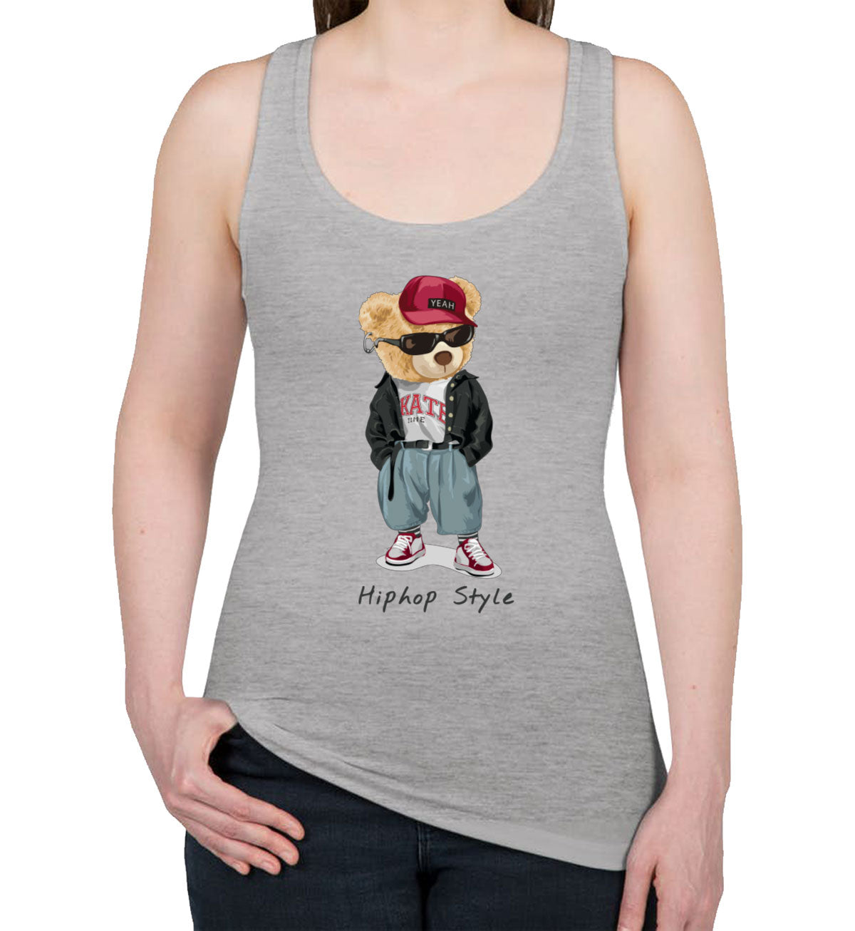 Teddy Bear Hiphop Style Women's Racerback Tank Top