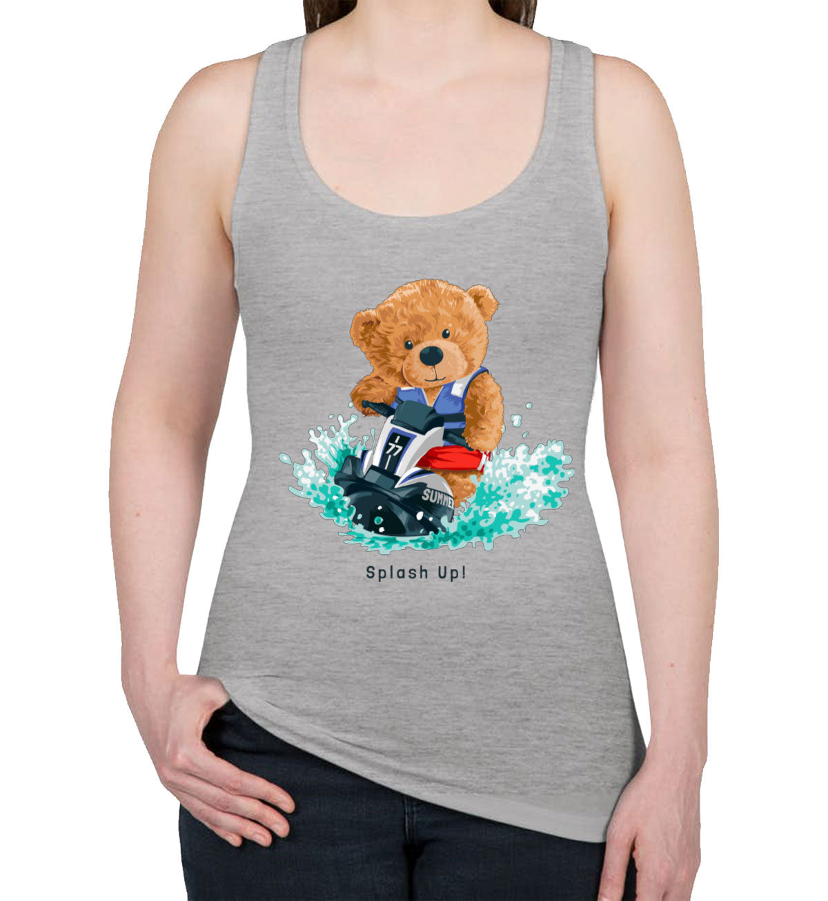 Teddy Bear Jet Ski Women's Racerback Tank Top