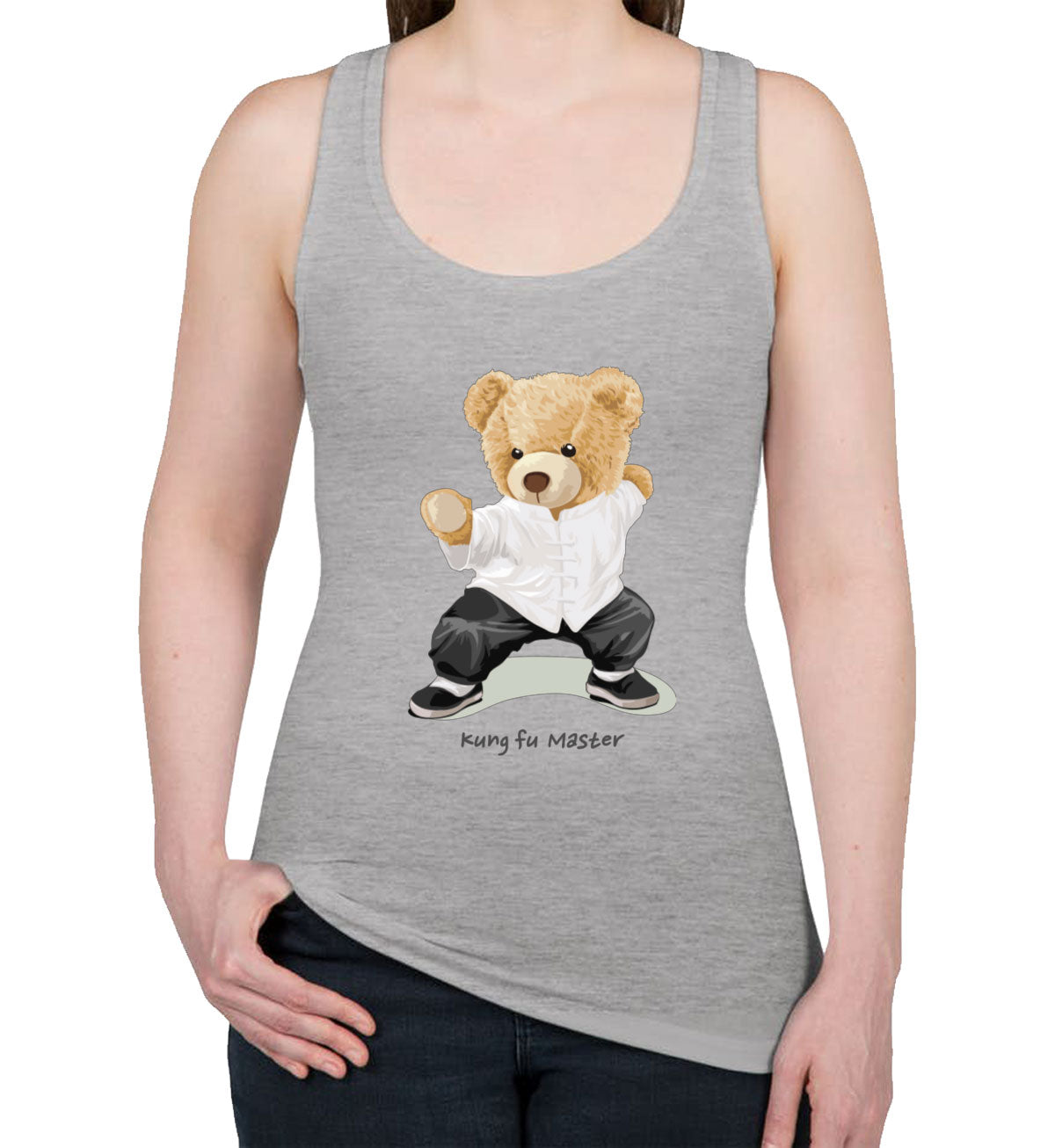 Teddy Bear Kung Fu Women's Racerback Tank Top