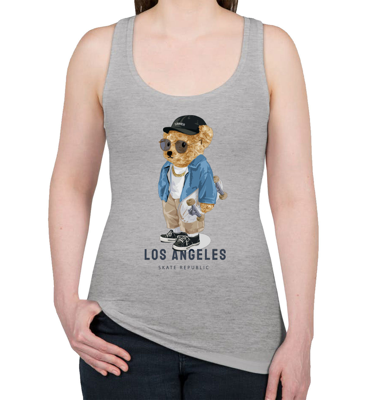 Teddy Bear Los Angeles Women's Racerback Tank Top