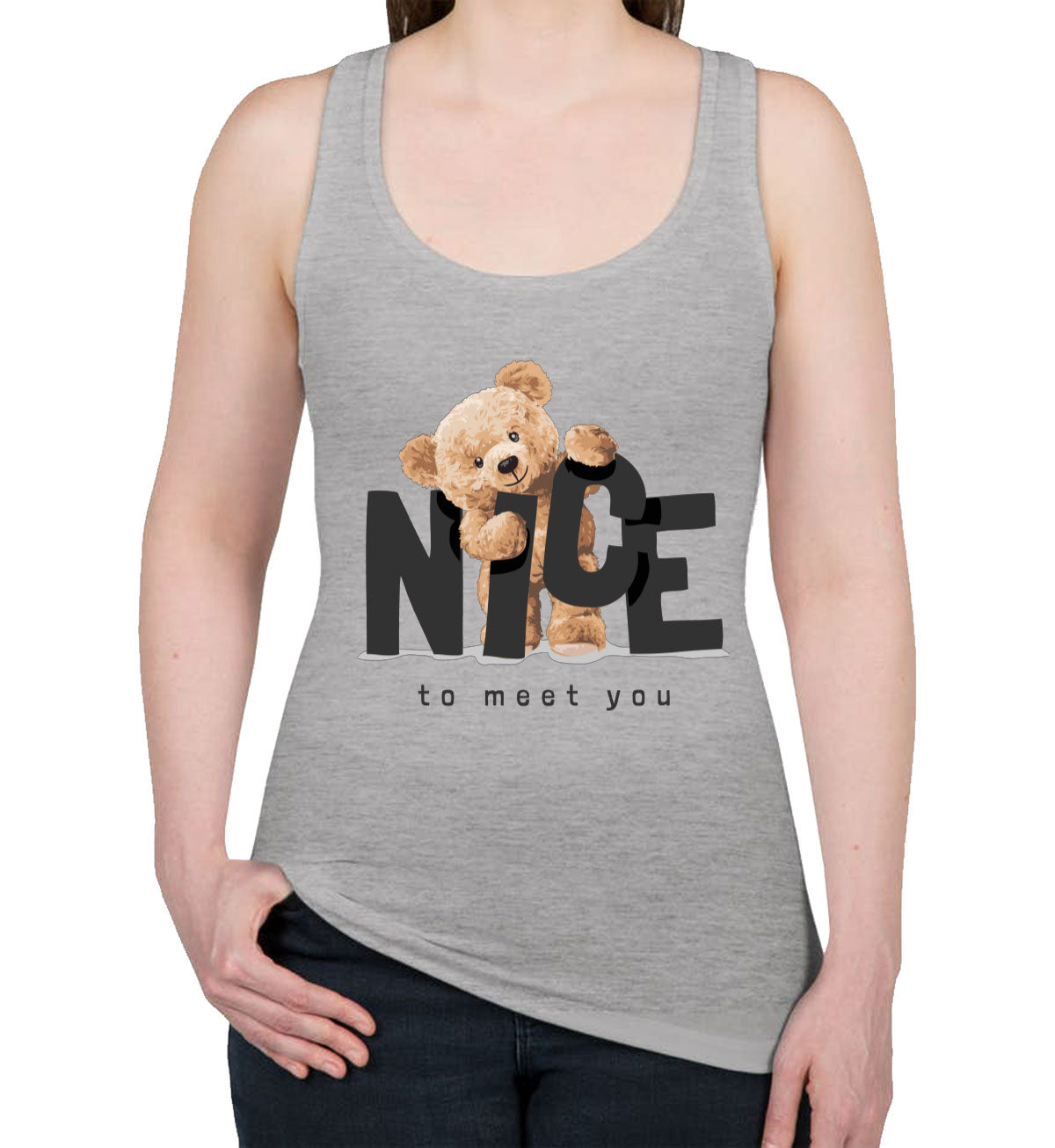 Teddy Bear Nice To Meet You Women's Racerback Tank Top