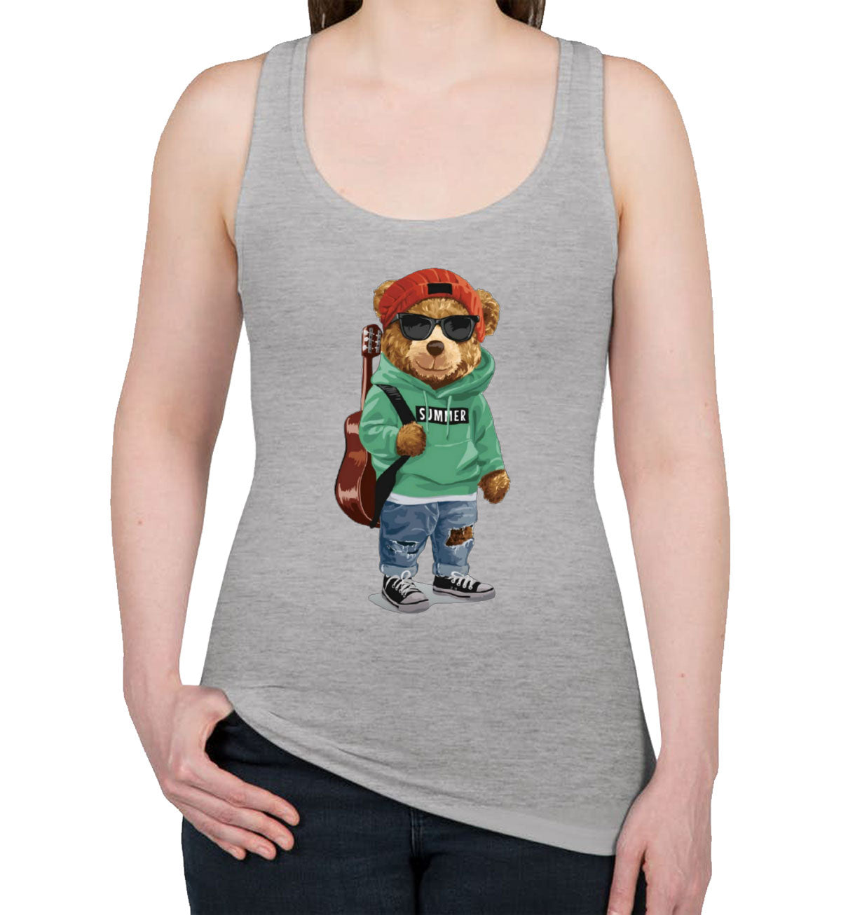 Teddy Bear Musician Women's Racerback Tank Top