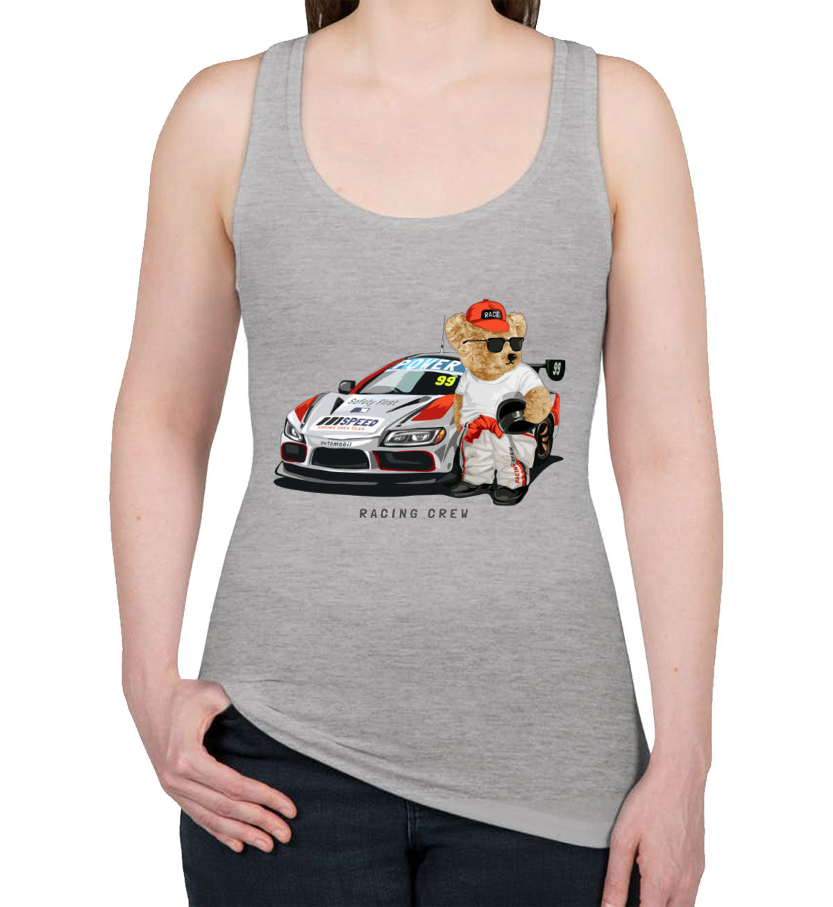 Teddy Bear Racing Crew Women's Racerback Tank Top