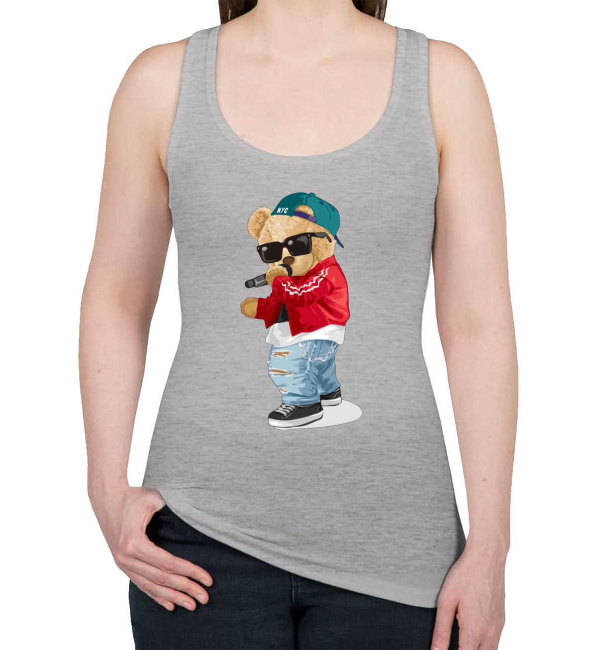 Teddy Bear Rapper Women's Racerback Tank Top