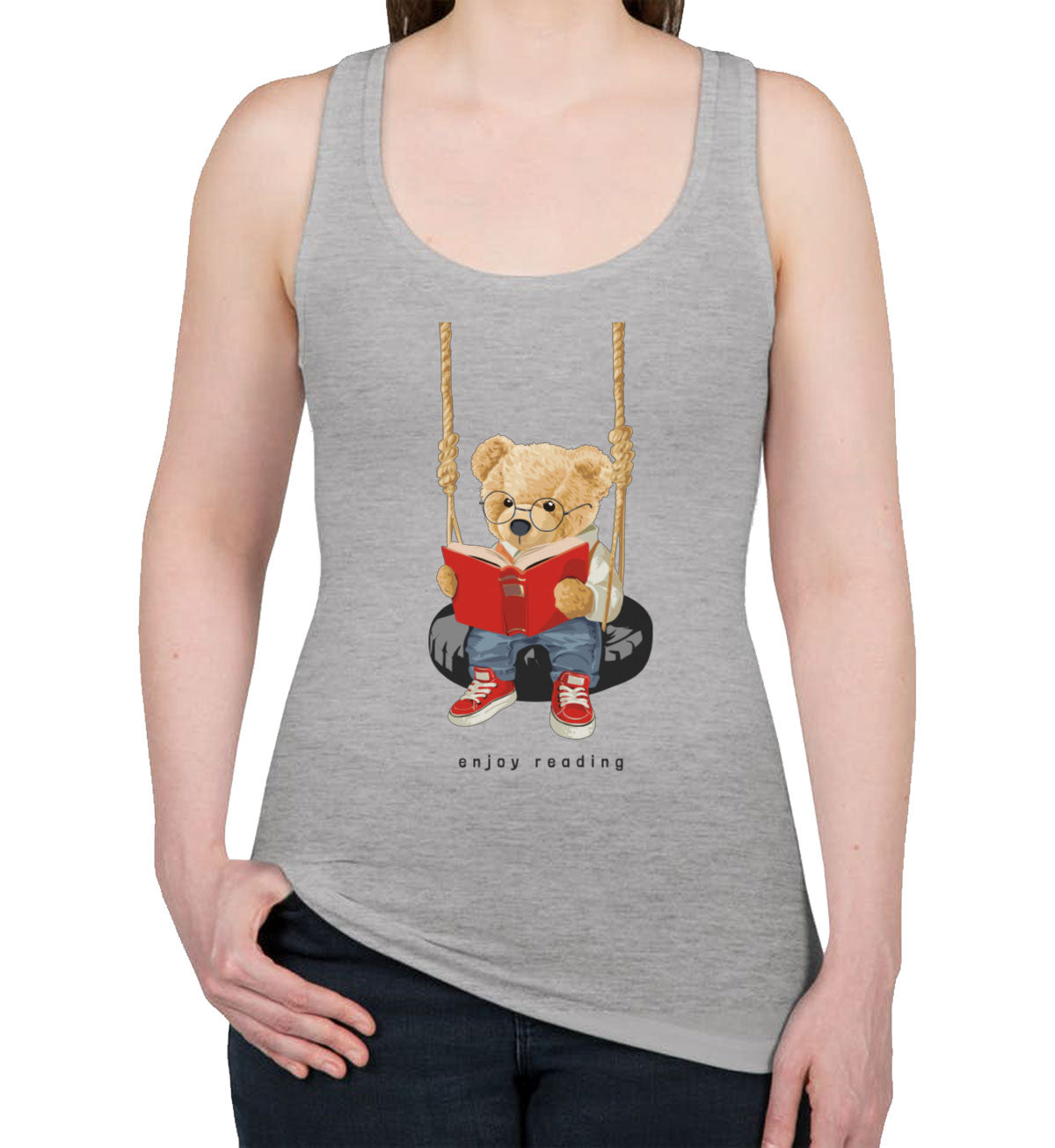 Teddy Bear Reading Women's Racerback Tank Top