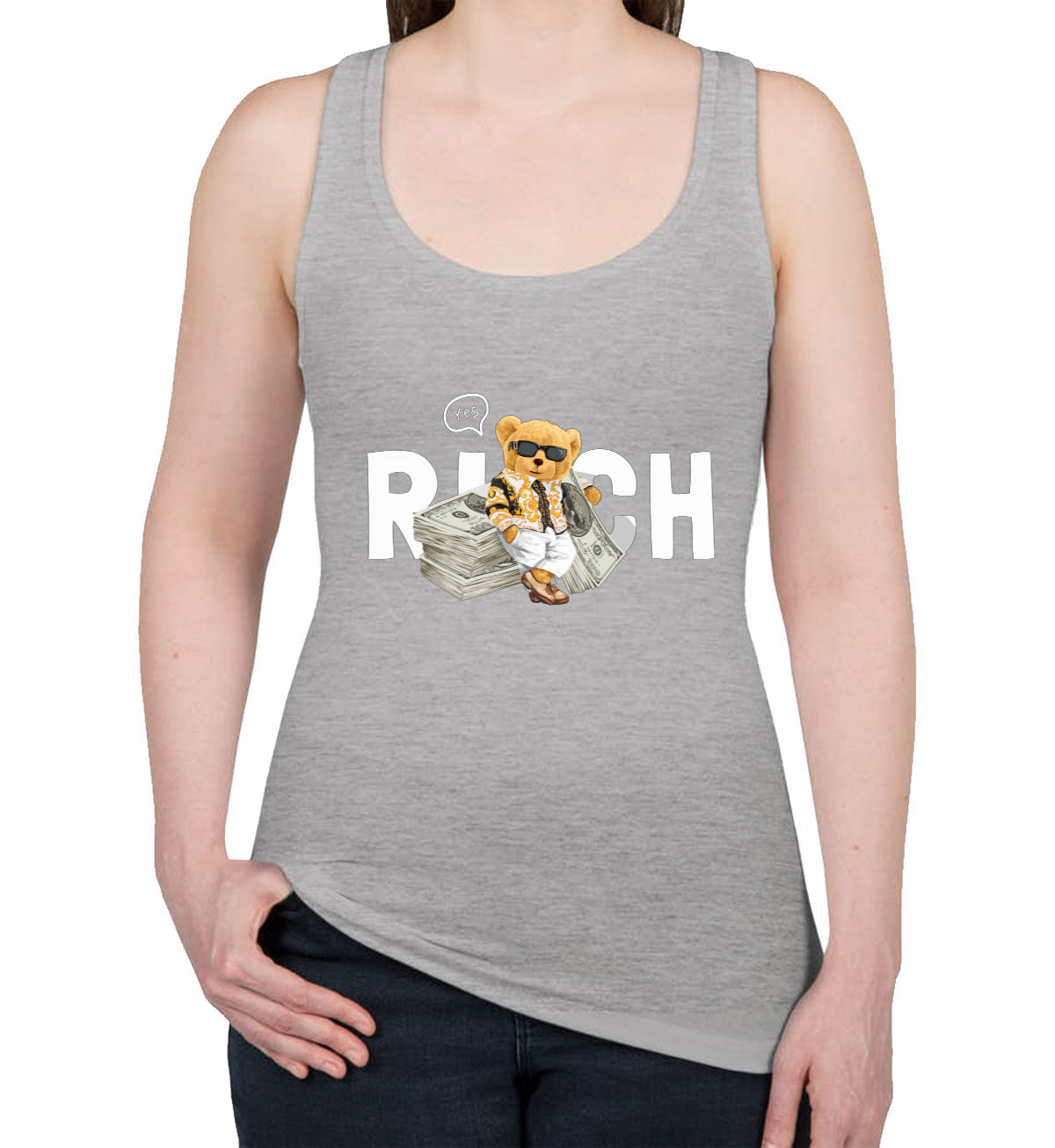 Teddy Bear Rich Women's Racerback Tank Top