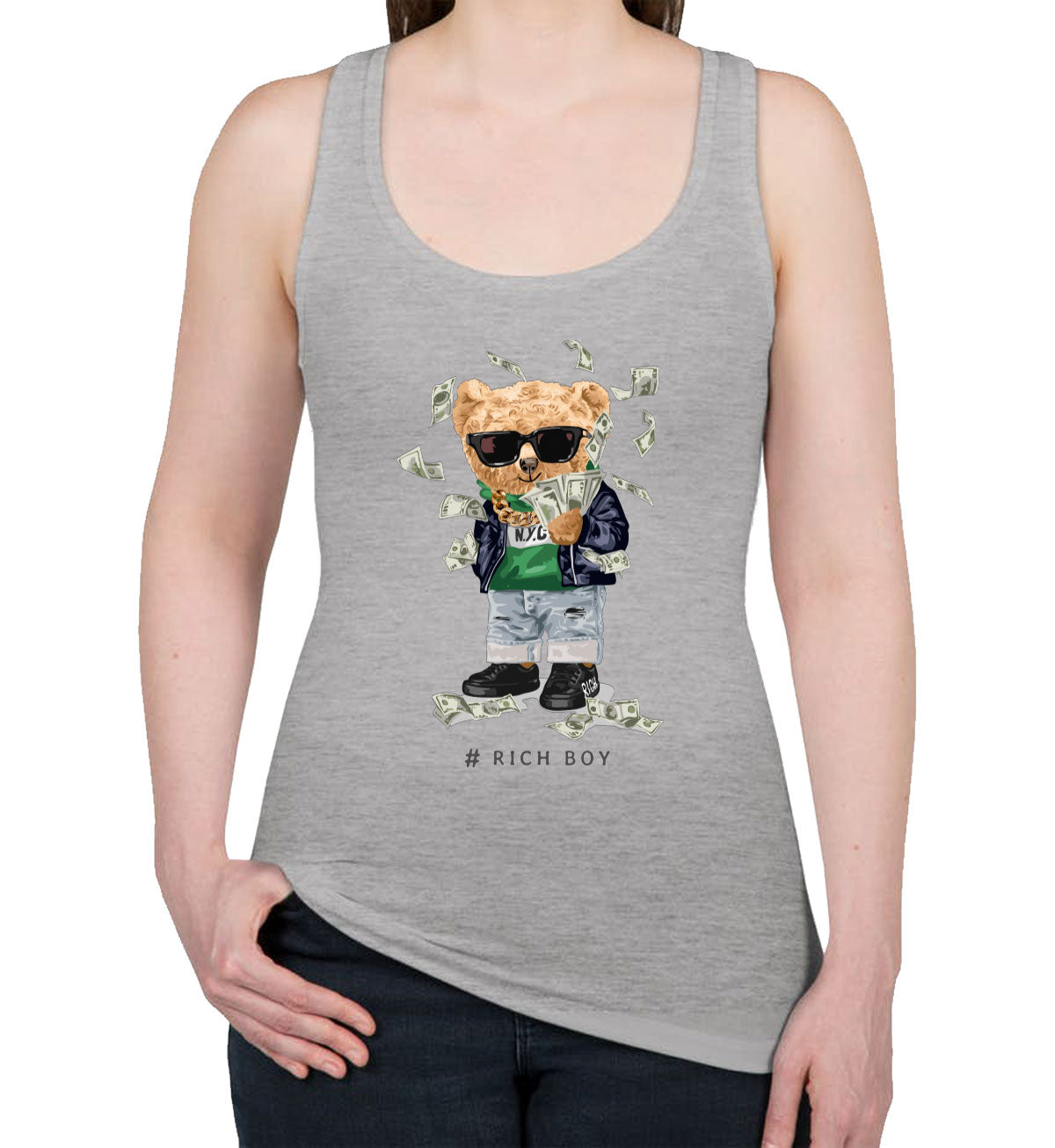 Teddy Bear Rich Boy Women's Racerback Tank Top