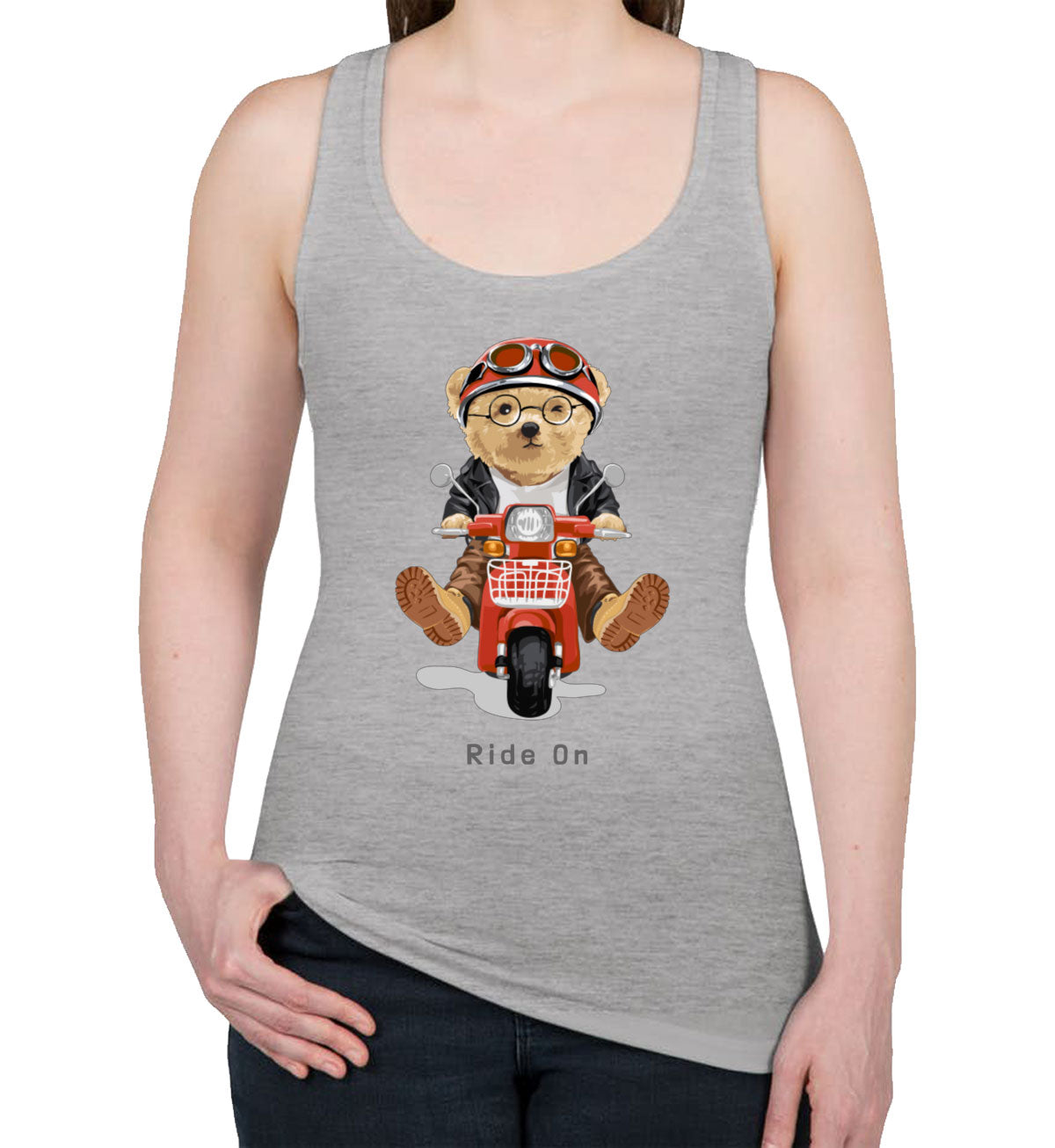 Teddy Bear Ride On Women's Racerback Tank Top