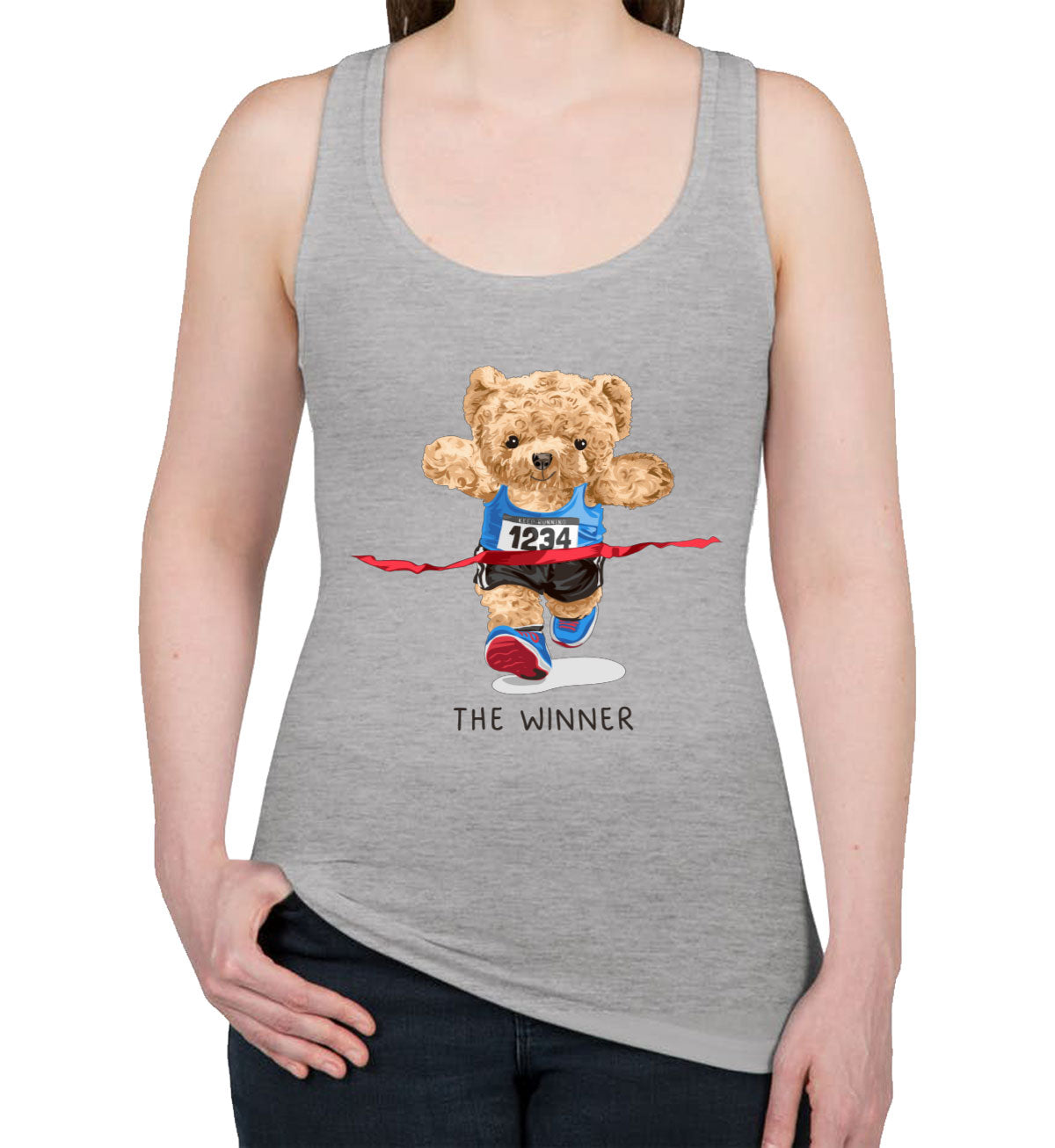 Teddy Bear Runner Women's Racerback Tank Top