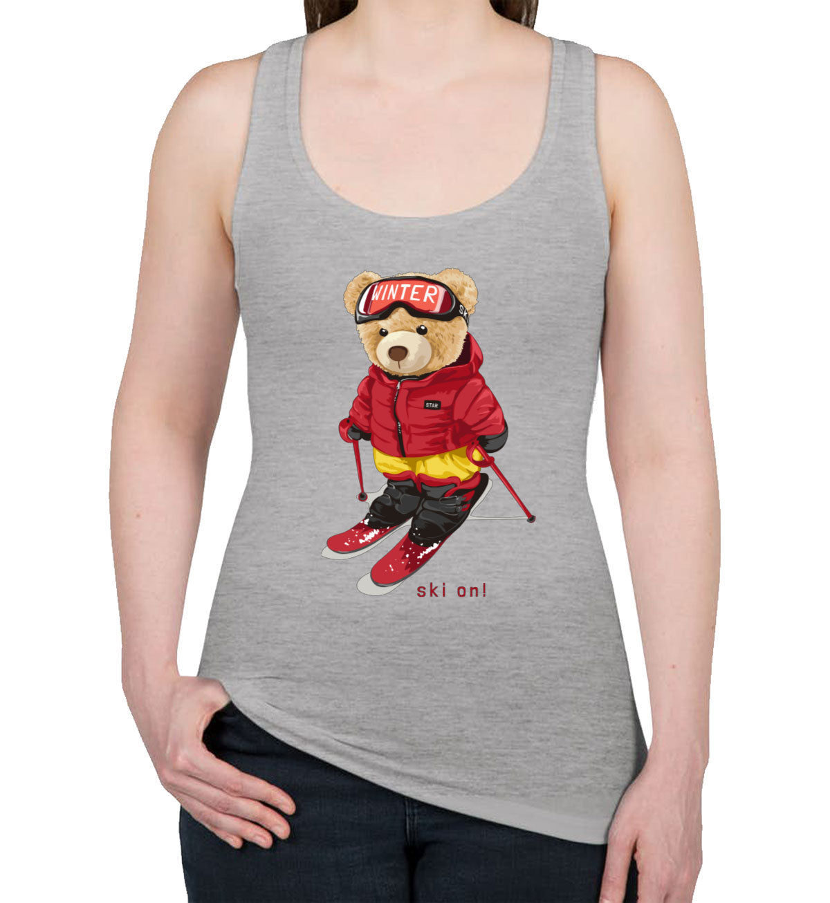 Teddy Bear Snowboarding Women's Racerback Tank Top