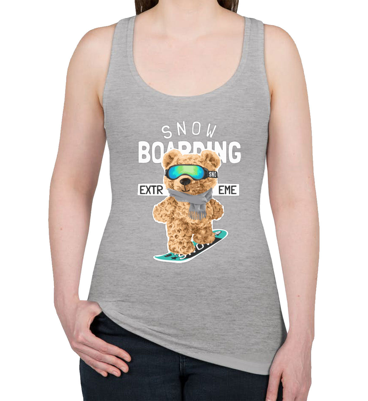 Teddy Bear Extreme Snowboarding Women's Racerback Tank Top