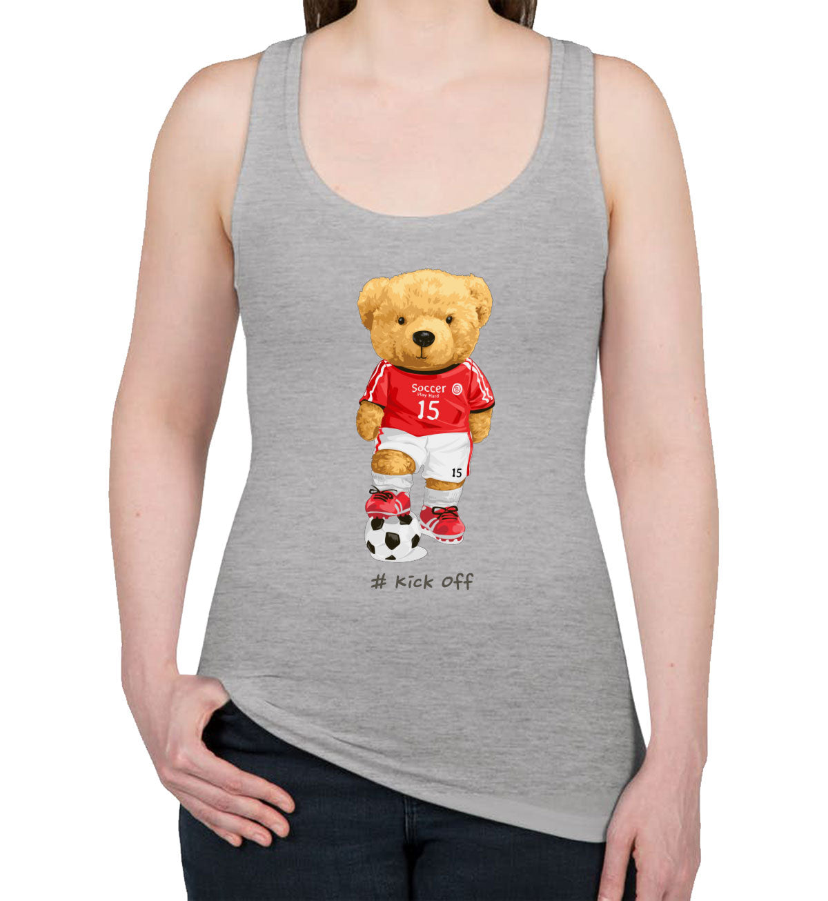 Teddy Bear Soccer Women's Racerback Tank Top