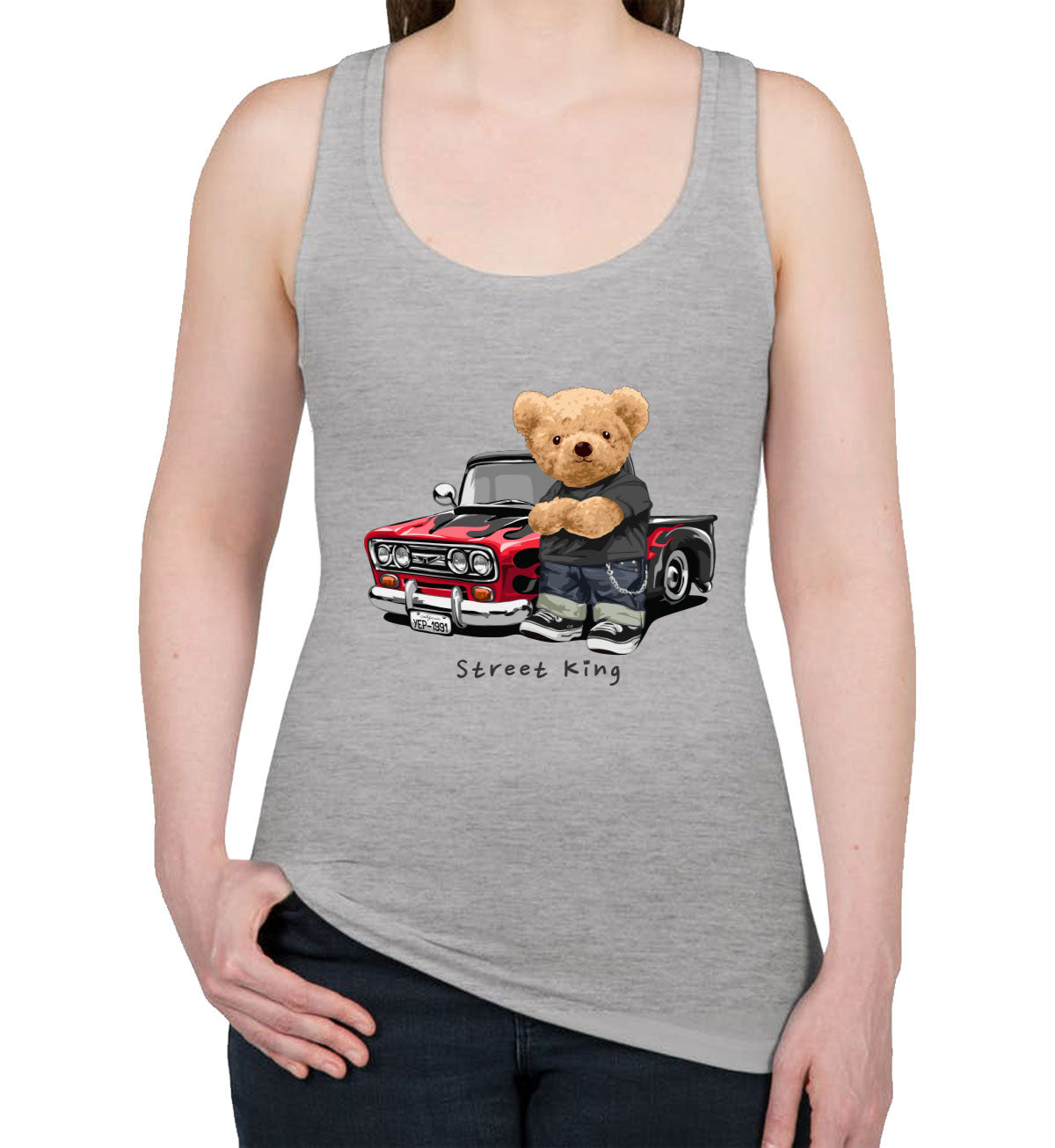 Teddy Bear Street King Women's Racerback Tank Top