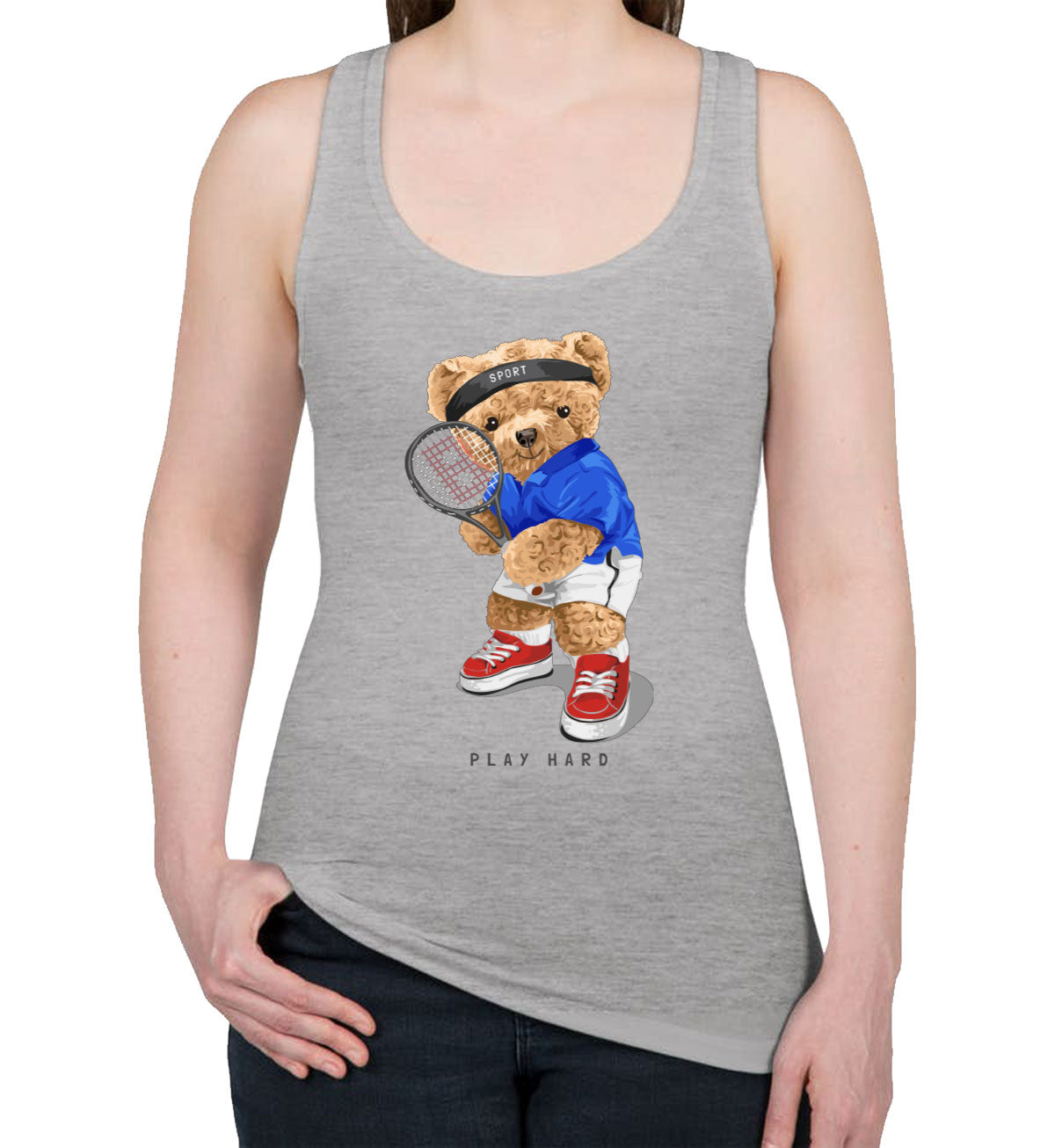 Teddy Bear Tennis Women's Racerback Tank Top