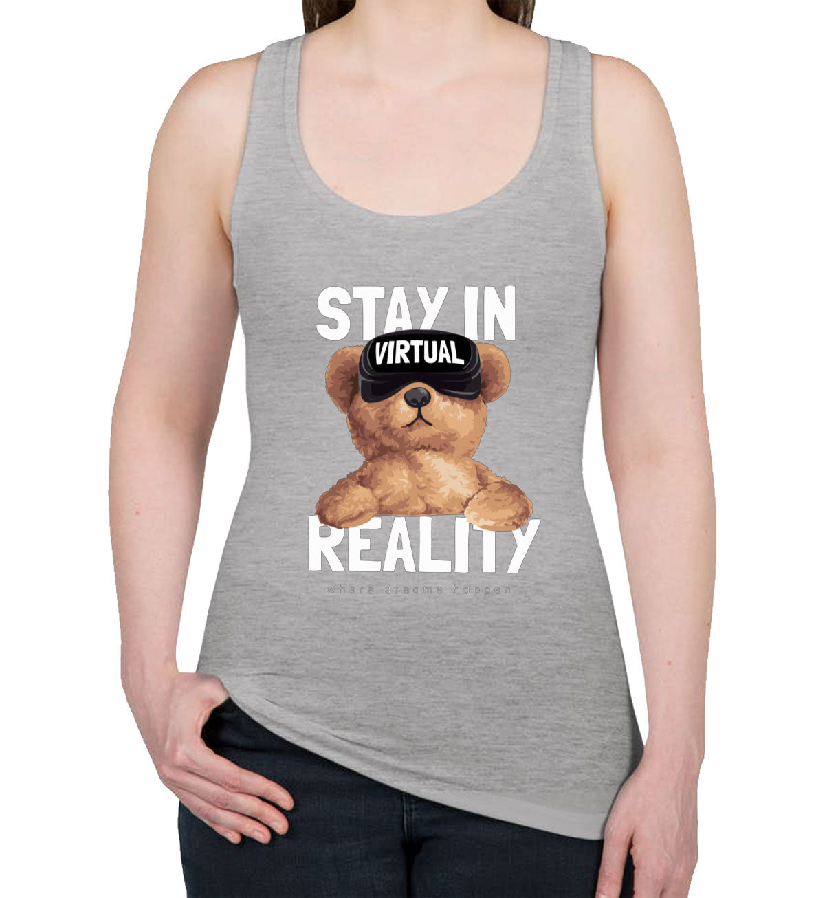 Teddy Bear Stay In VR Women's Racerback Tank Top