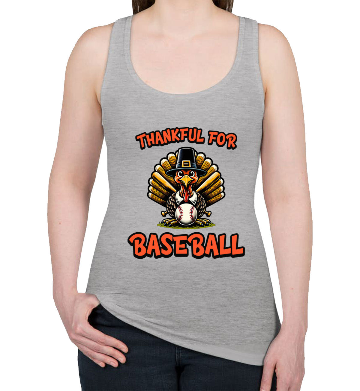 Thankful For Baseball Women's Racerback Tank Top