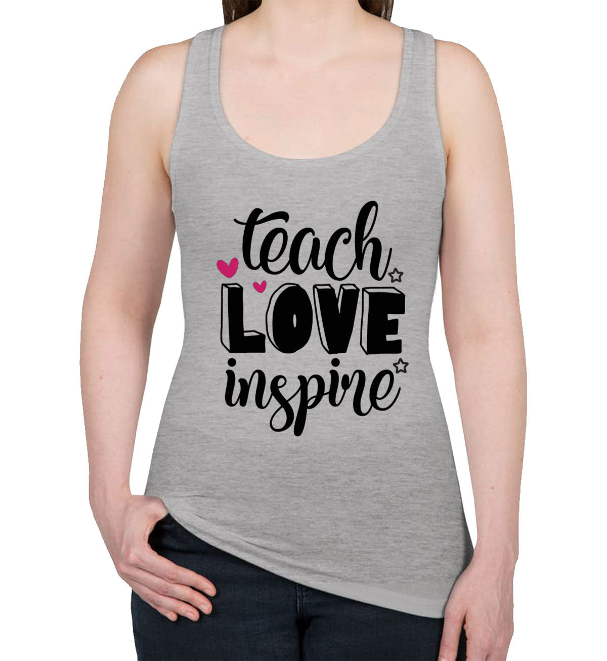 Teach Love Inspire Teacher Women's Racerback Tank Top