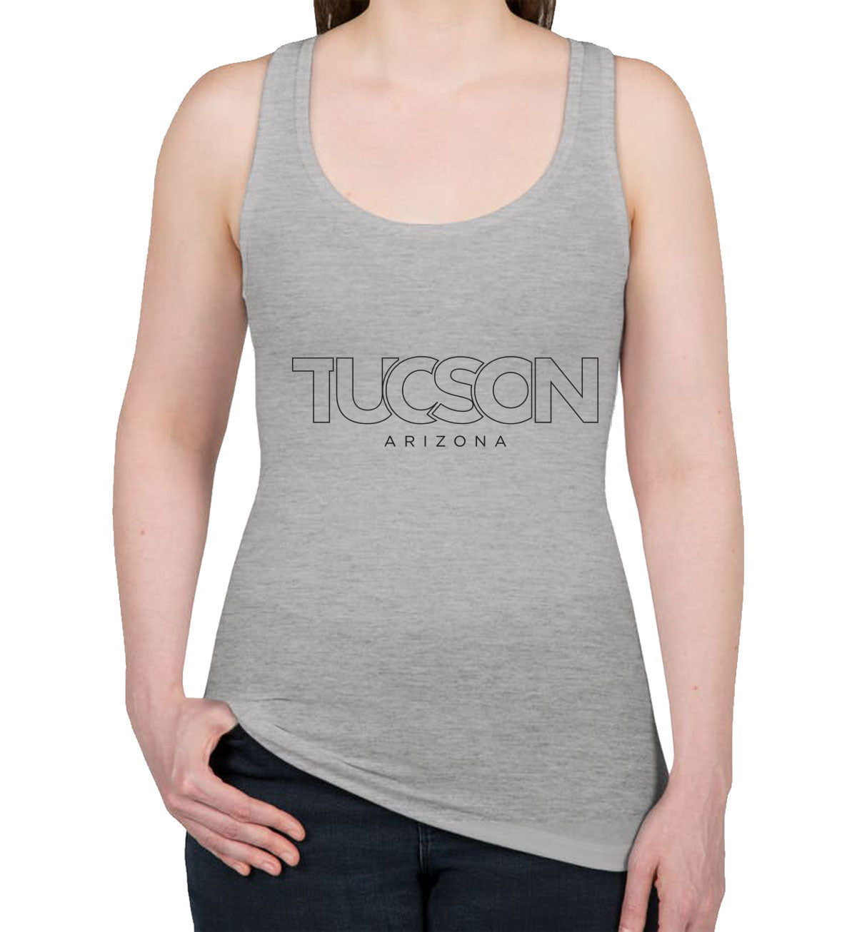 Tucson Arizona Outline Typography Women's Racerback Tank Top