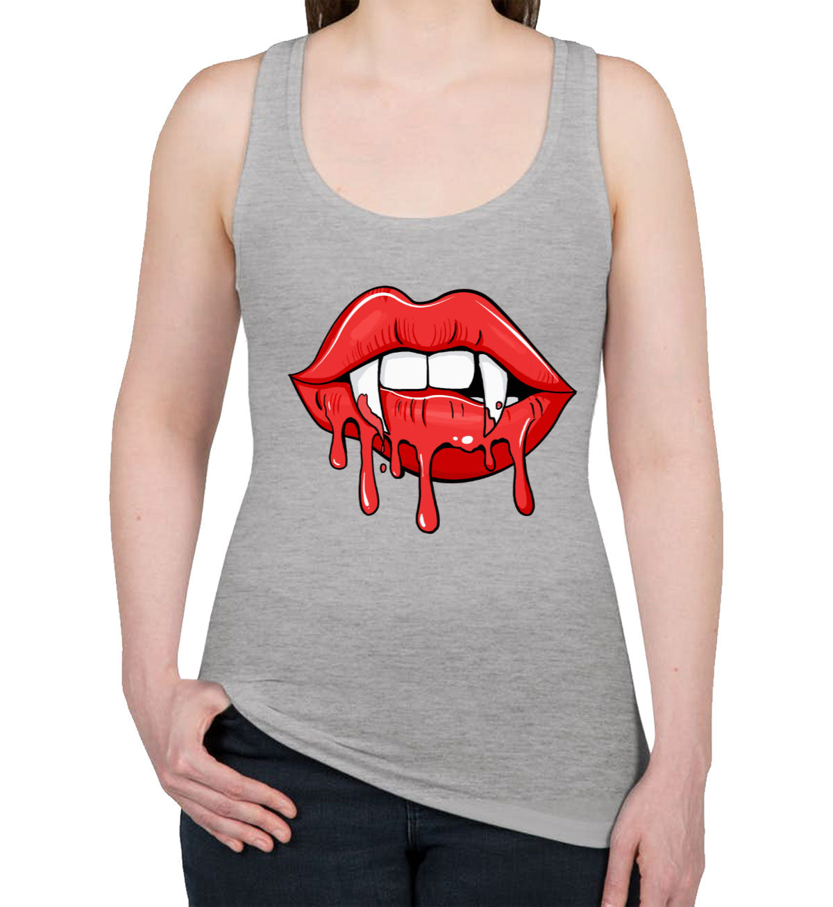 Vampire Pointed Lips Halloween Women's Racerback Tank Top