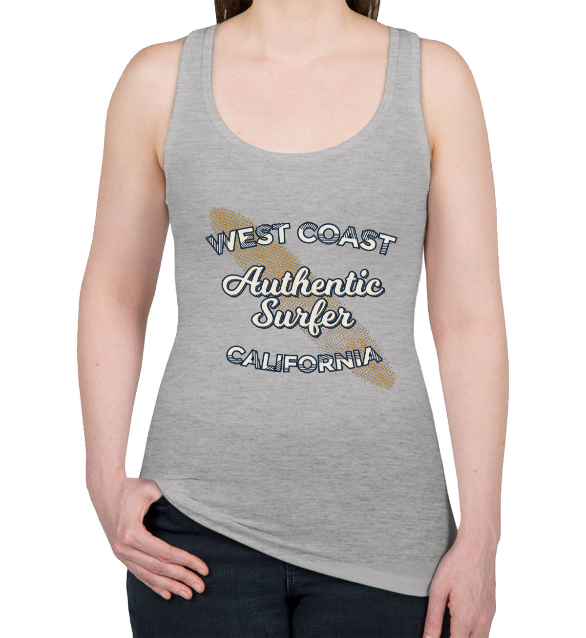 Authentic Surfer West Coast California Women's Racerback Tank Top