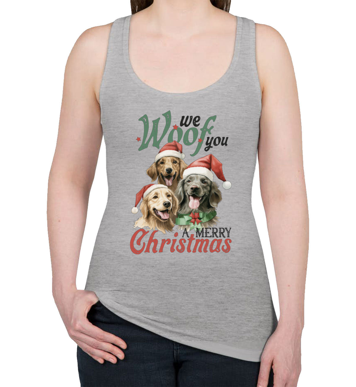 We Woof You A Merry Christmas Women's Racerback Tank Top