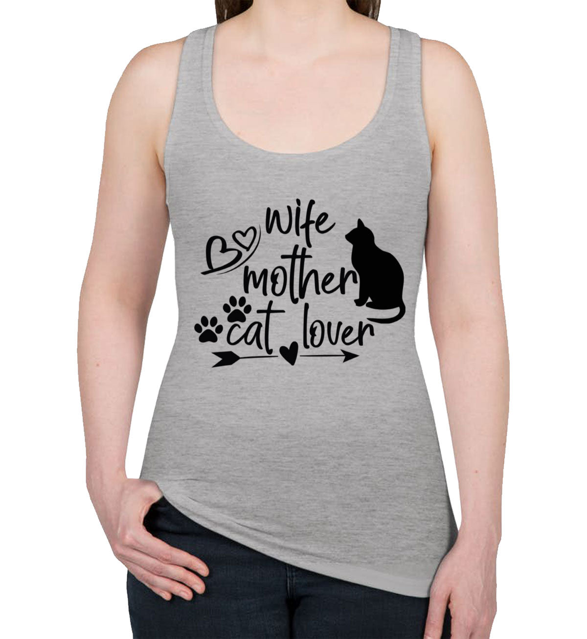 Wife Mother Cat Lover Mother's Day Women's Racerback Tank Top