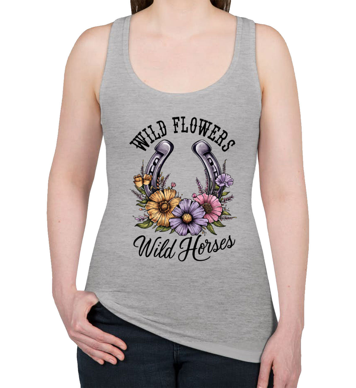 Wild Flowers Wild Horses Women's Racerback Tank Top