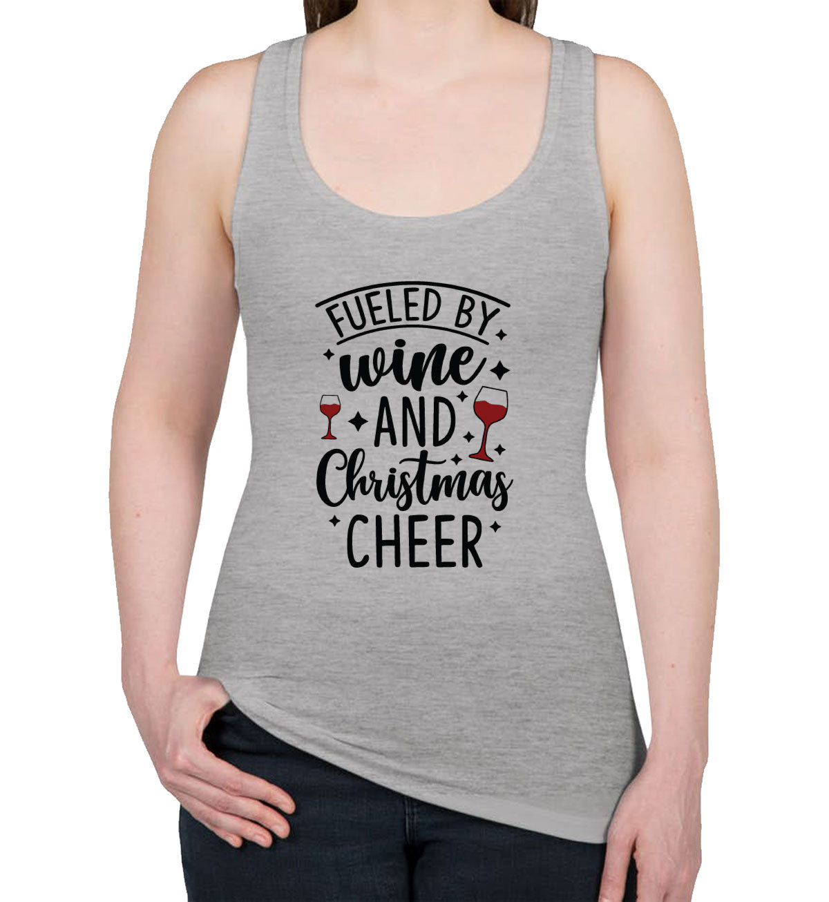 Fueled By Wine And Christmas Cheer Women's Racerback Tank Top