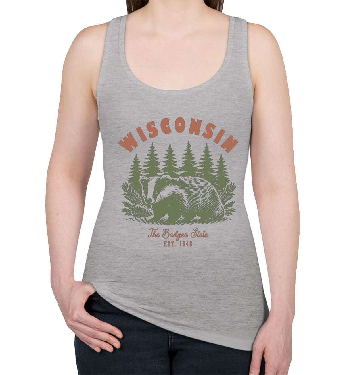 Wisconsin State Vintage Women's Racerback Tank Top