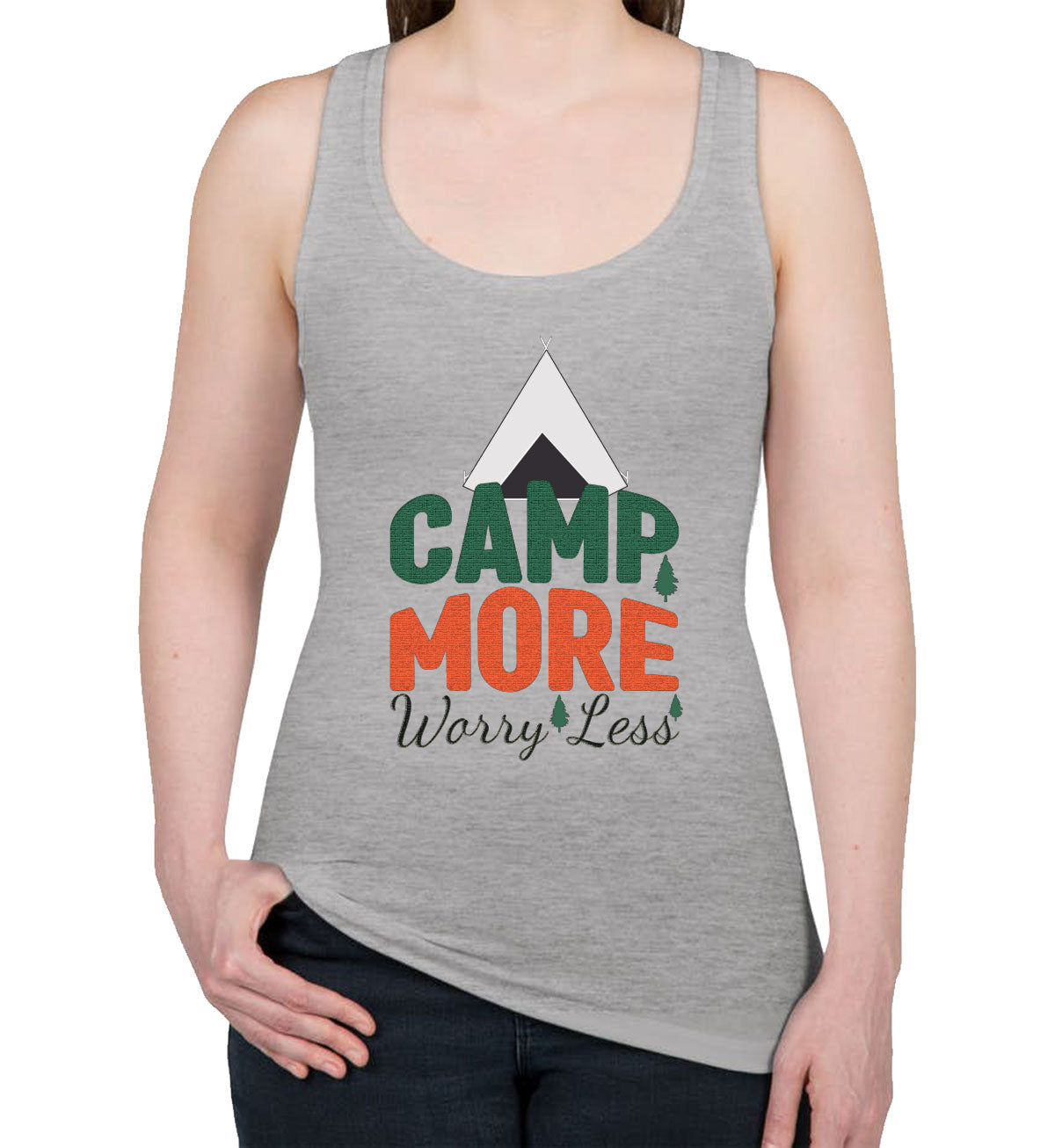 Camp More Worry Less Women's Racerback Tank Top