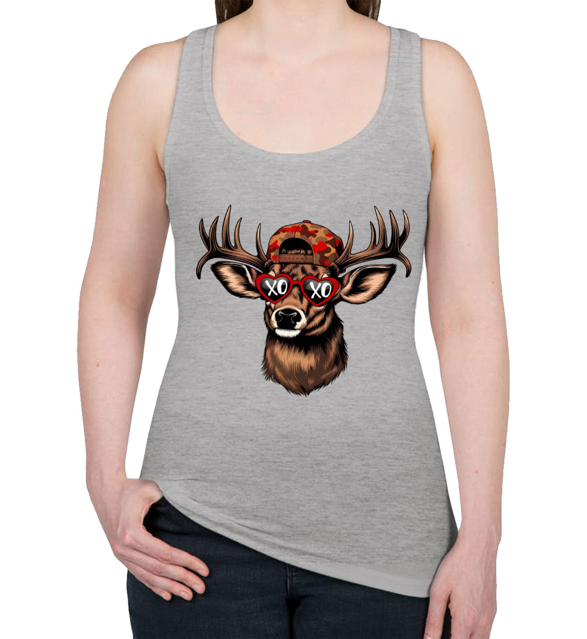 XOXO Deer Hunting Women's Racerback Tank Top
