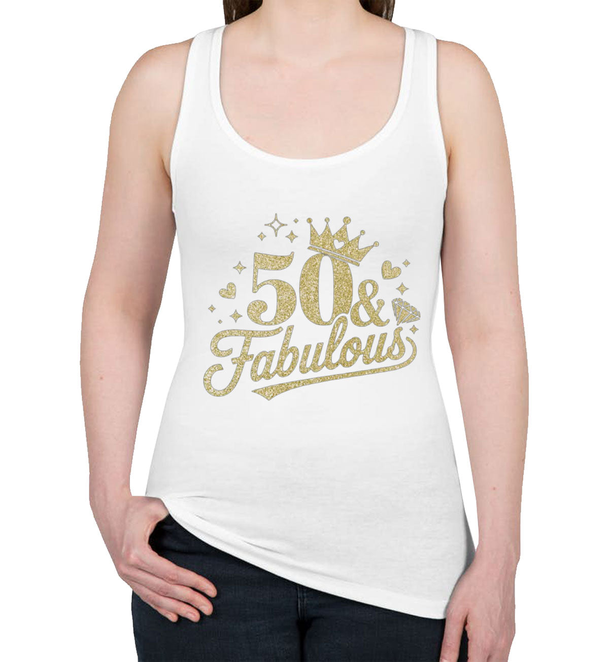 50 And Fabulous 50th Birthday Women's Racerback Tank Top