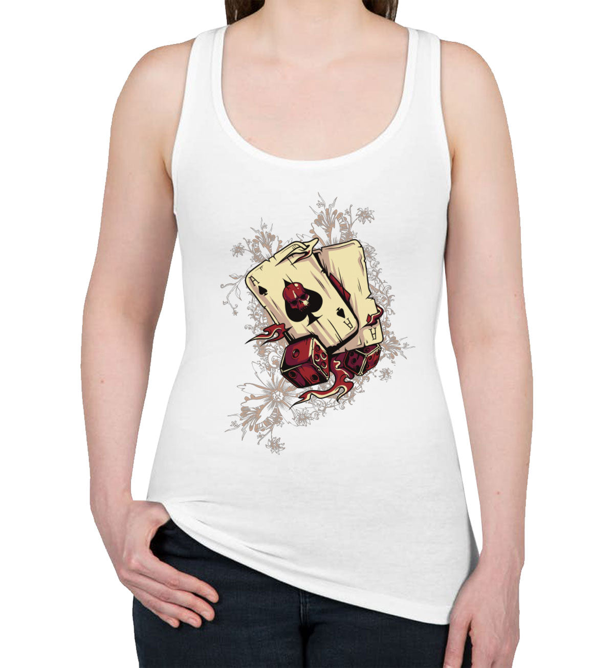 Ace Of Spaces Of Death And Dice Women's Racerback Tank Top