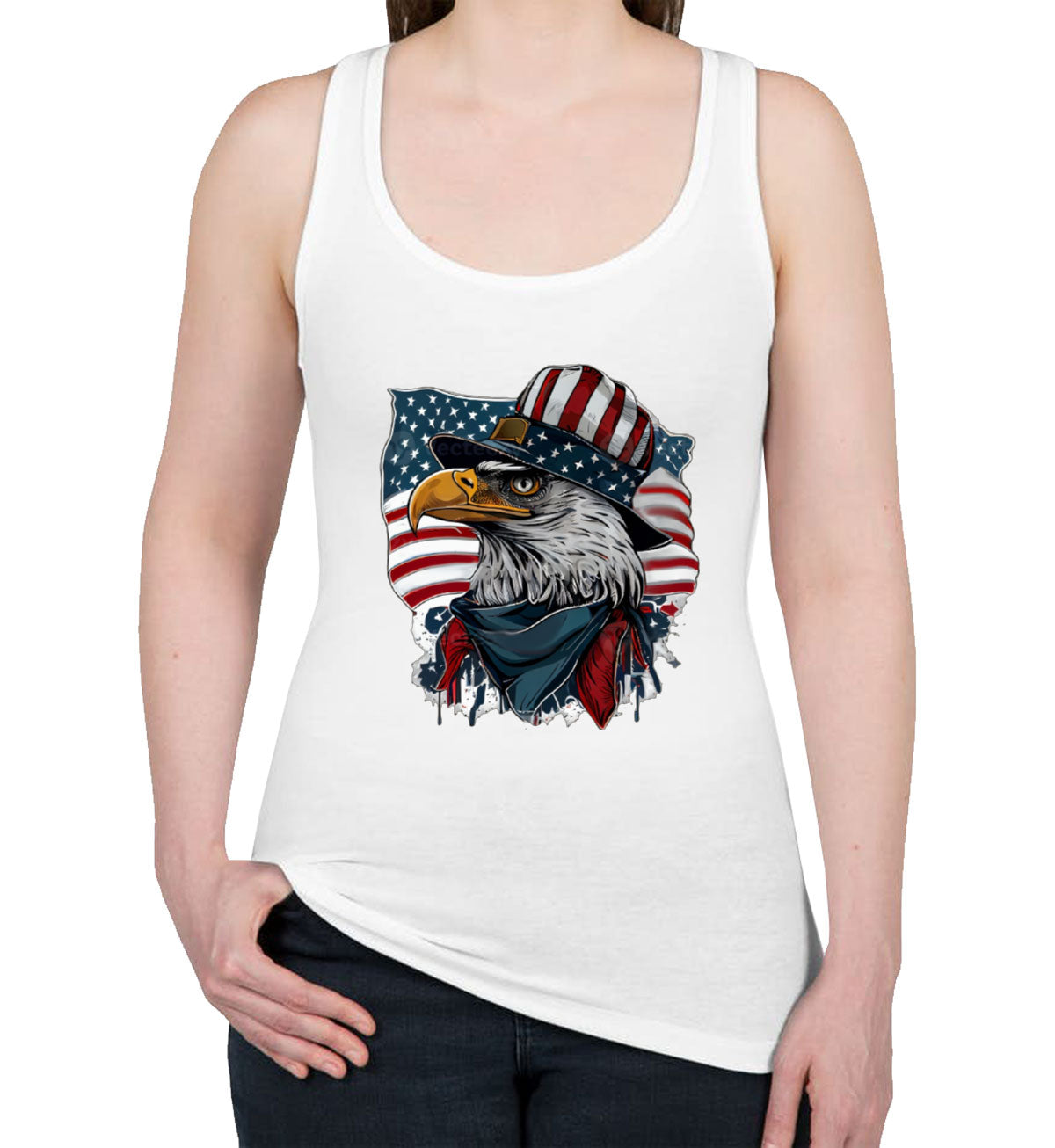 American Eagle Flag Patriotic Women's Racerback Tank Top