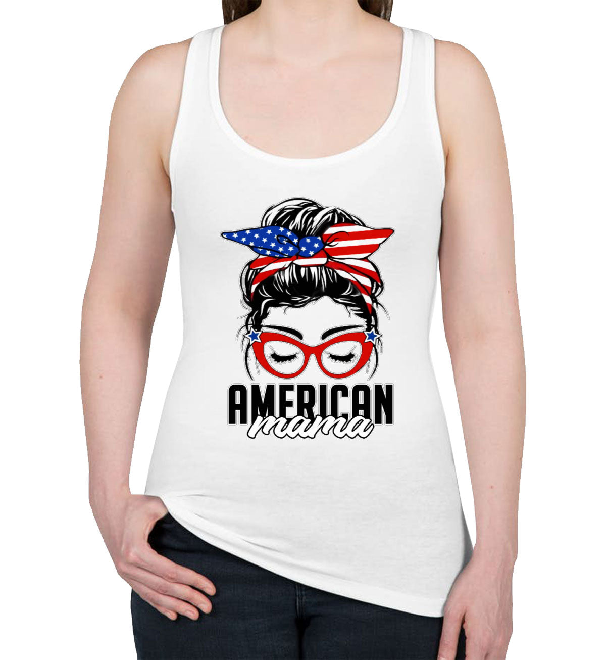 American Mama Patriotic Women's Racerback Tank Top
