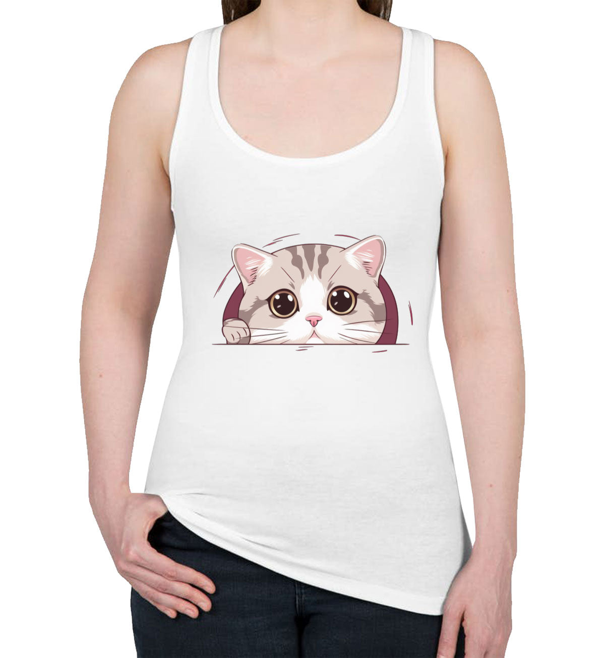 Cute American Cat Women's Racerback Tank Top