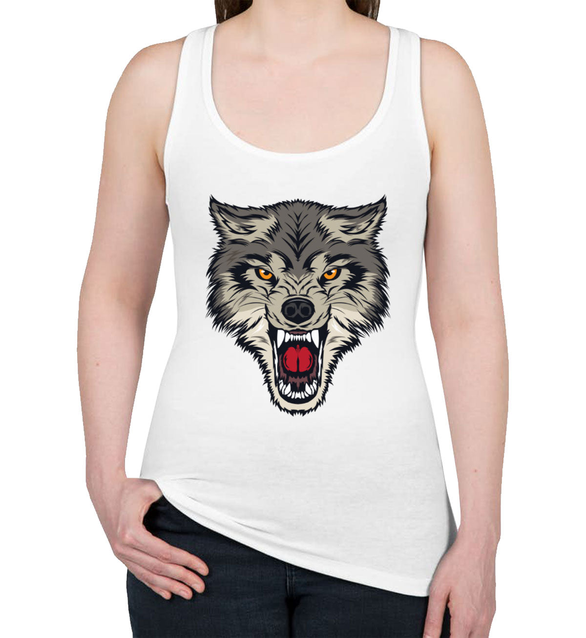 Angry Wolf Women's Racerback Tank Top