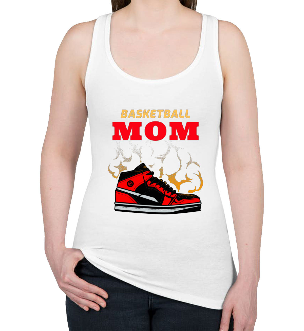 Basketball Mom Basketball Sneakers Women's Racerback Tank Top