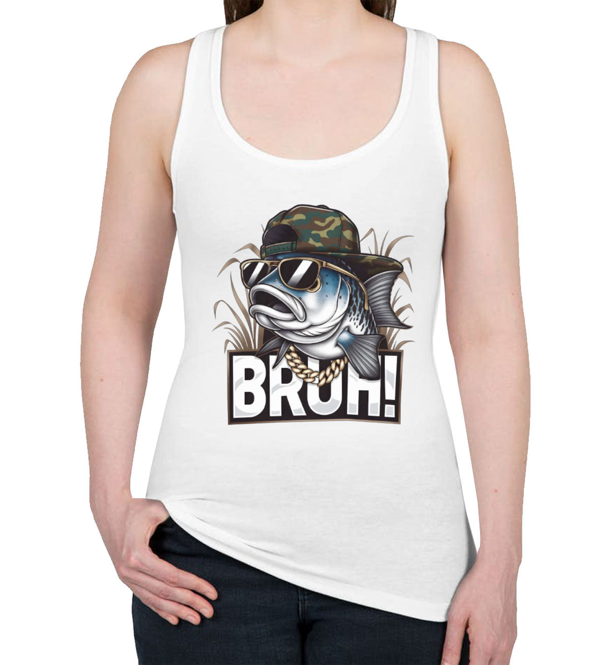 Funny Bass Fishing Women's Racerback Tank Top