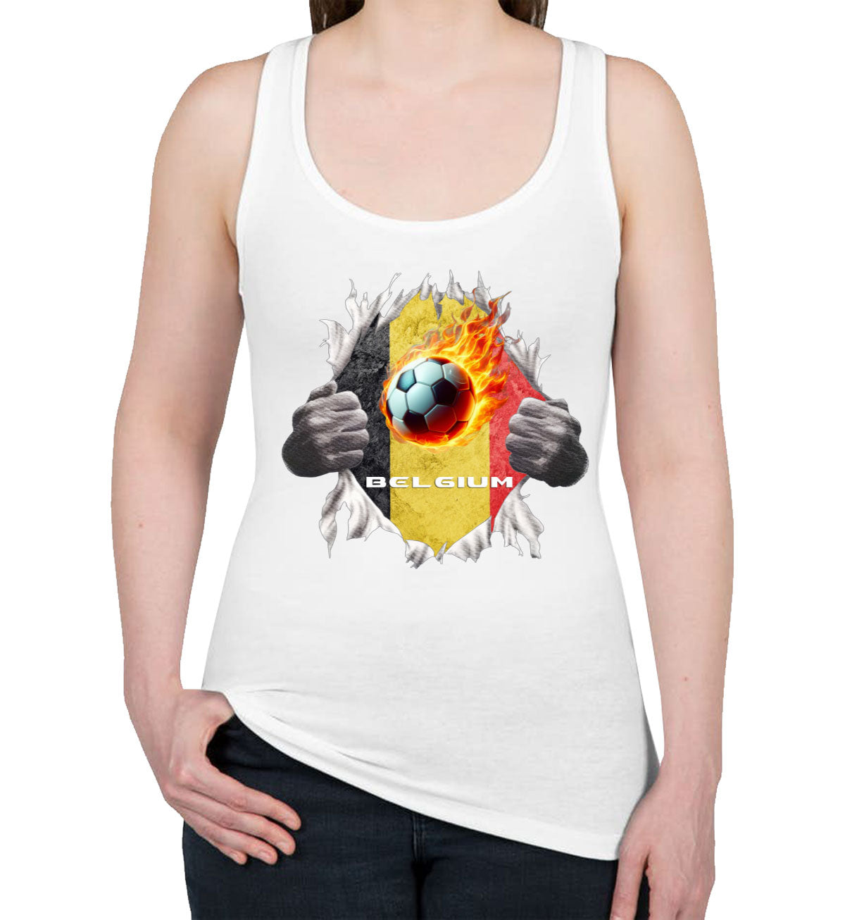 Belgium Euro Cup Soccer Football Women's Racerback Tank Top