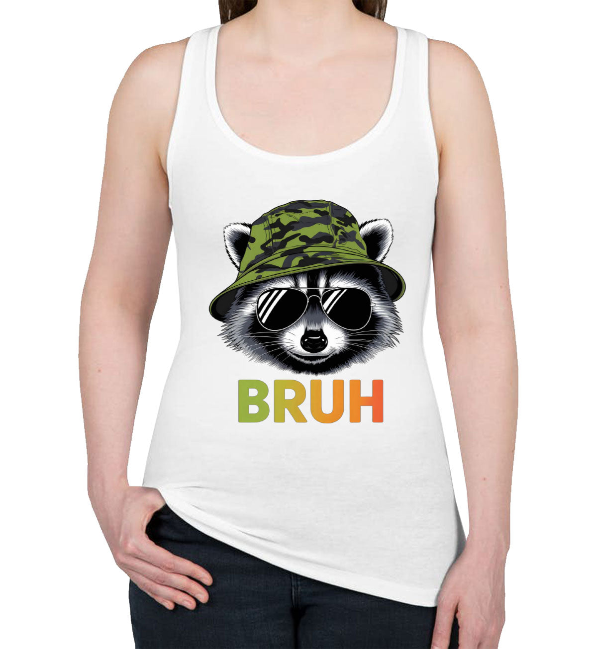 Cute Raccoon Bruh Women's Racerback Tank Top