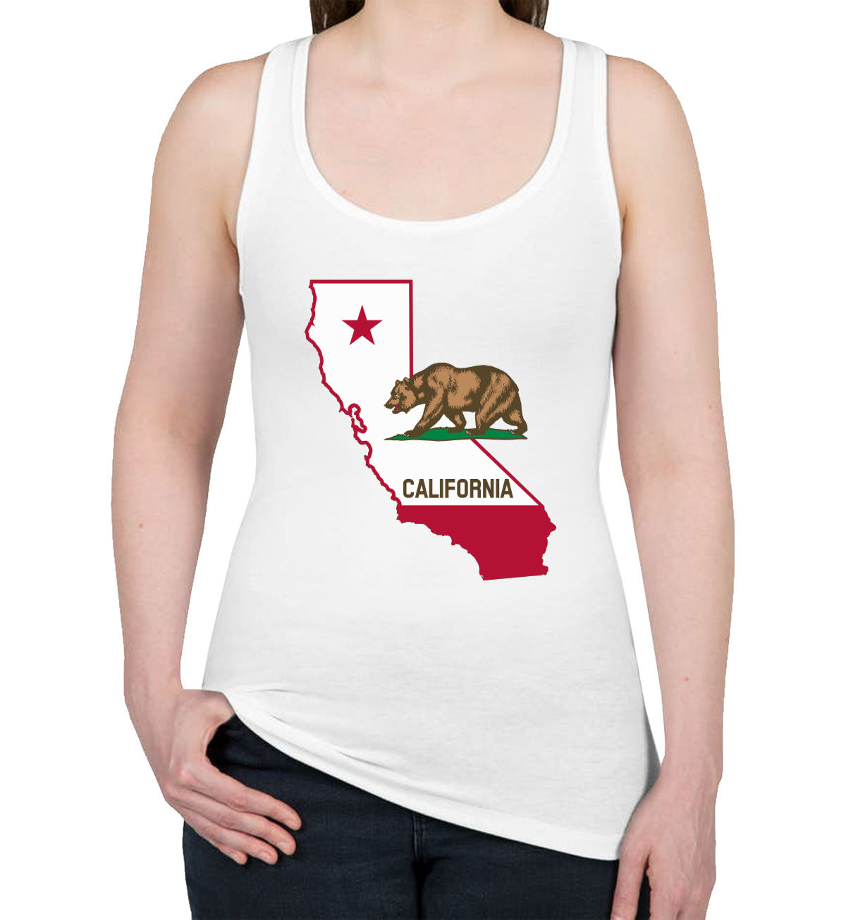 California State Flag Bear Women's Racerback Tank Top