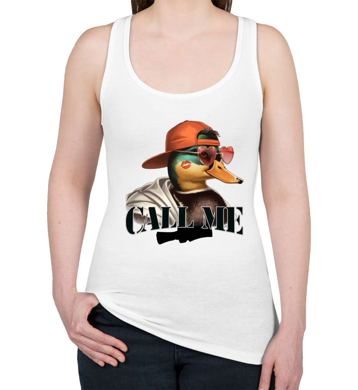 Duck Hunting Call Me Women's Racerback Tank Top