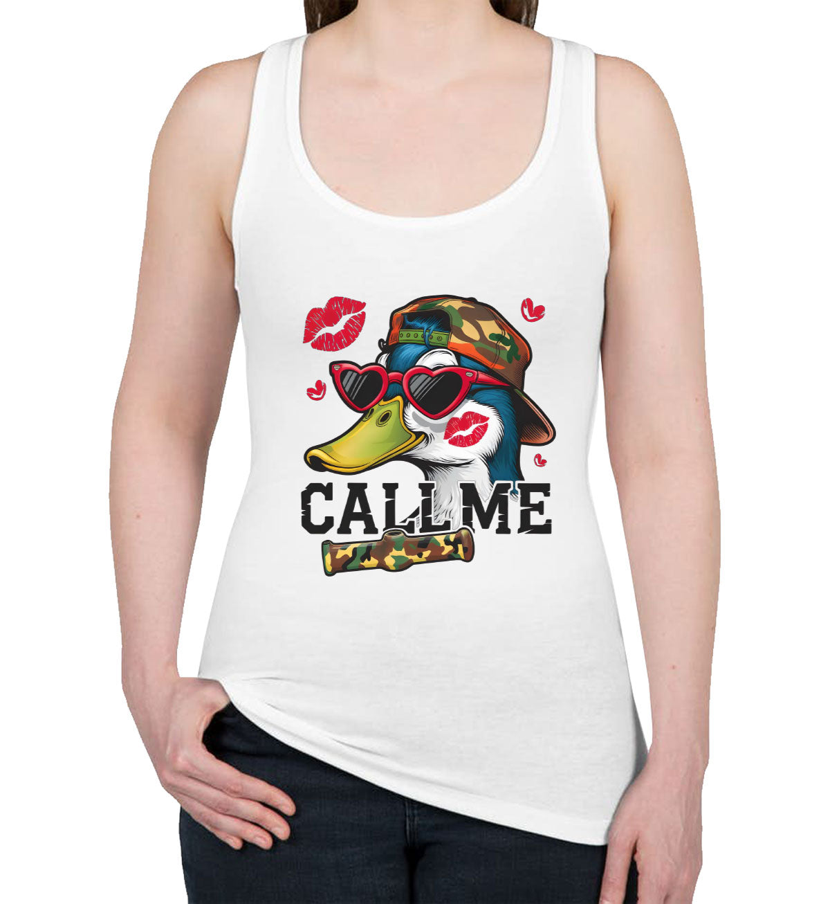 Duck Hunting Call Me Women's Racerback Tank Top